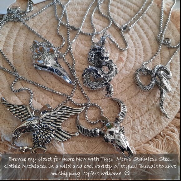 Snake Pendant Gothic Pendant Necklace - Stainless Steel, NEW! - Picture 13 of 14